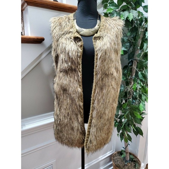 Xhilaration Womens Brown Acrylic Long Sleeve Open Front Fur Jacket Size XL - Picture 9 of 9